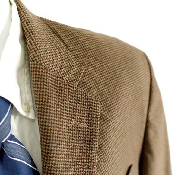 Nautica Wool Brown Green Houndstooth 2 Button Sport Coat‎ 42R - Picture 2 of 14